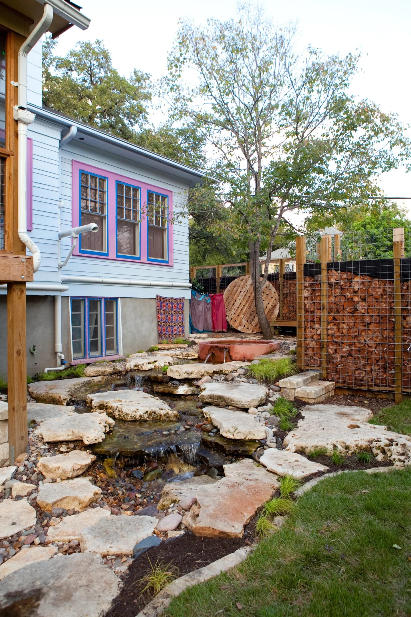 A compact natural plunge pool with a planted regeneration zone